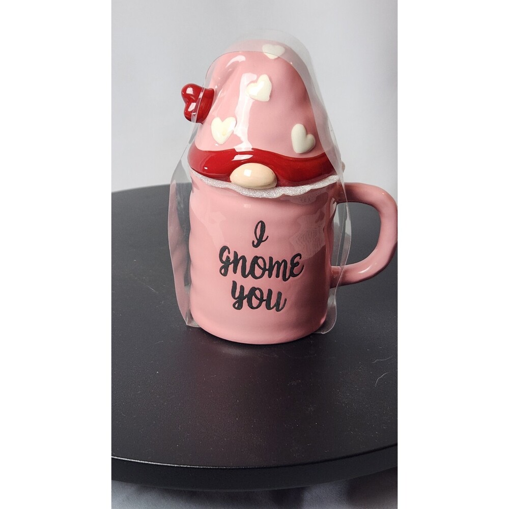 ❤️ NEW Gnomie GNOME Kitchen  Love Coffee Tea Cup Mug & Hood Lid Great  Gift Set